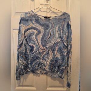 Charlies Blue and White Patterned Top